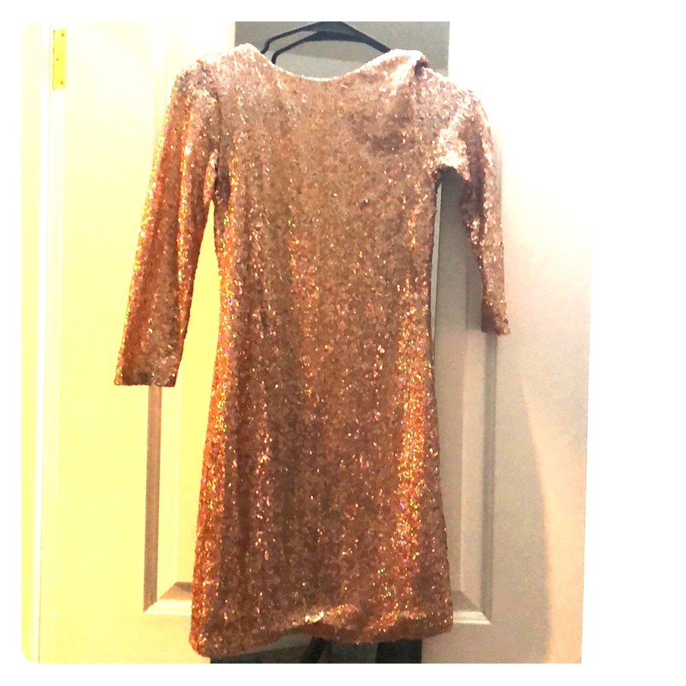 Rose gold sequin dress